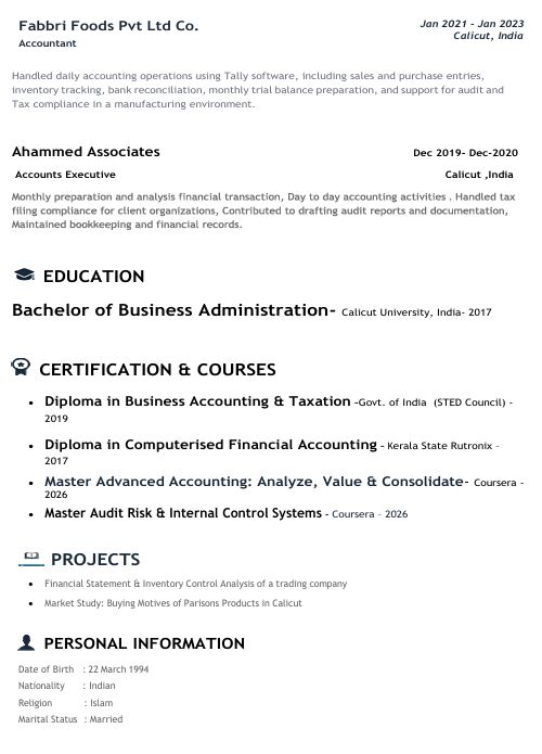 Dammam, Job Seekers, Accountant (Over 6 Year Experience)- Available In Dammam/Khobar