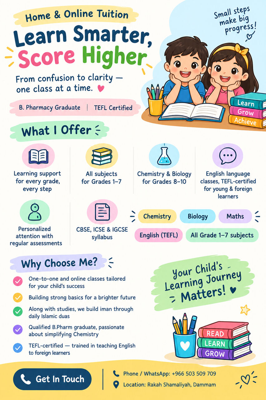 Al Rakah Al Shamaliyah, Job Seekers, Tutions For Grade 1 To 7 Exam Prepration And Regular Assesements
