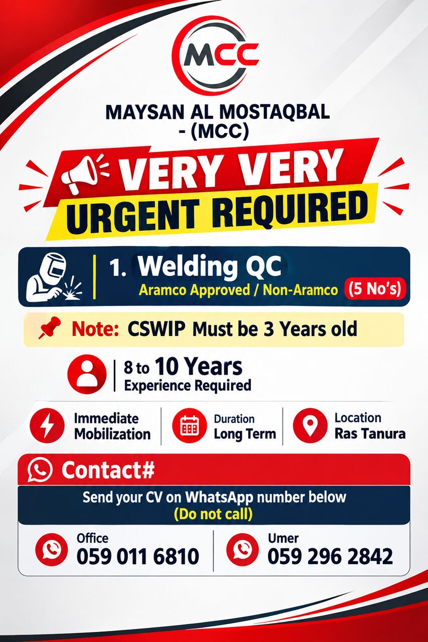 Dammam, Jobs, Welding QC  Non Aramco