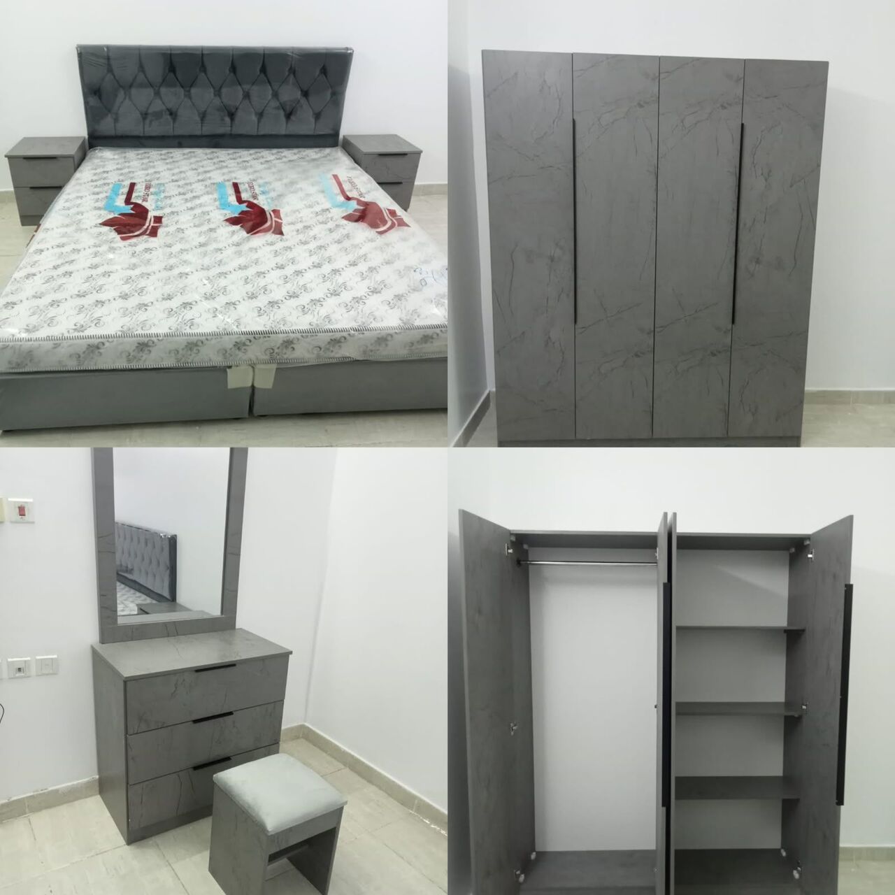 Jeddah, Furniture, SAR 1,  Complete Set Wooden Beds+Matress+wardrobes+dressing Tables