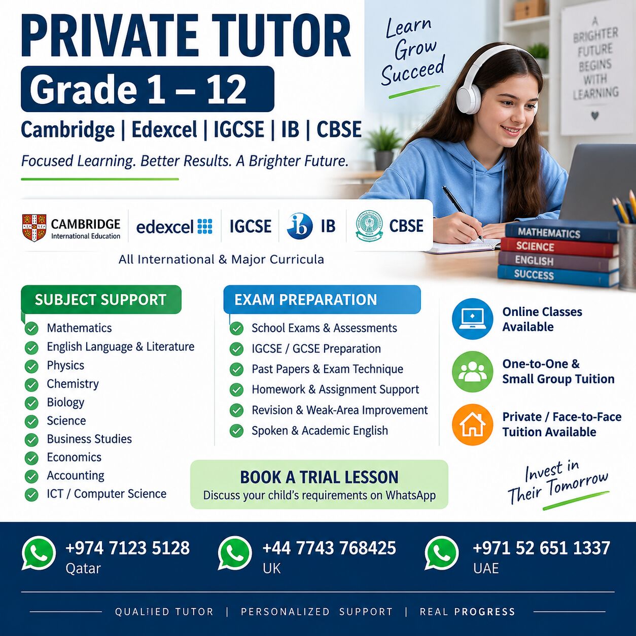 Riyadh, Lessons Wanted, Private Tutor Grade 1&ndash;12 | Cambridge, Edexcel, IGCSE, IB & CBSE