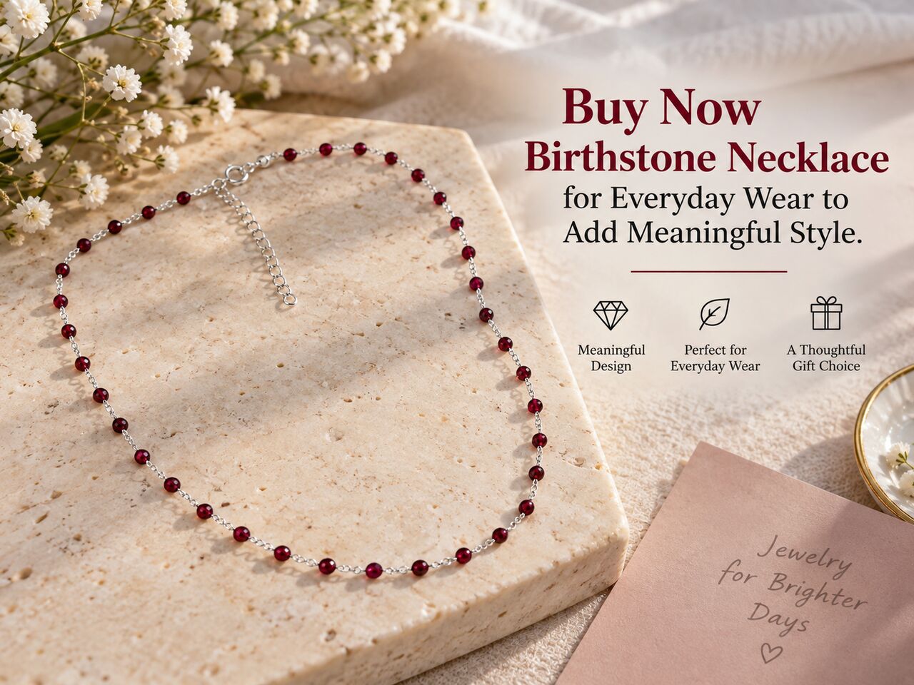 Jaipur, Jewelry, INR 8100,  Buy Now Birthstone Necklace For Everyday Wear To Add Meaningful Style