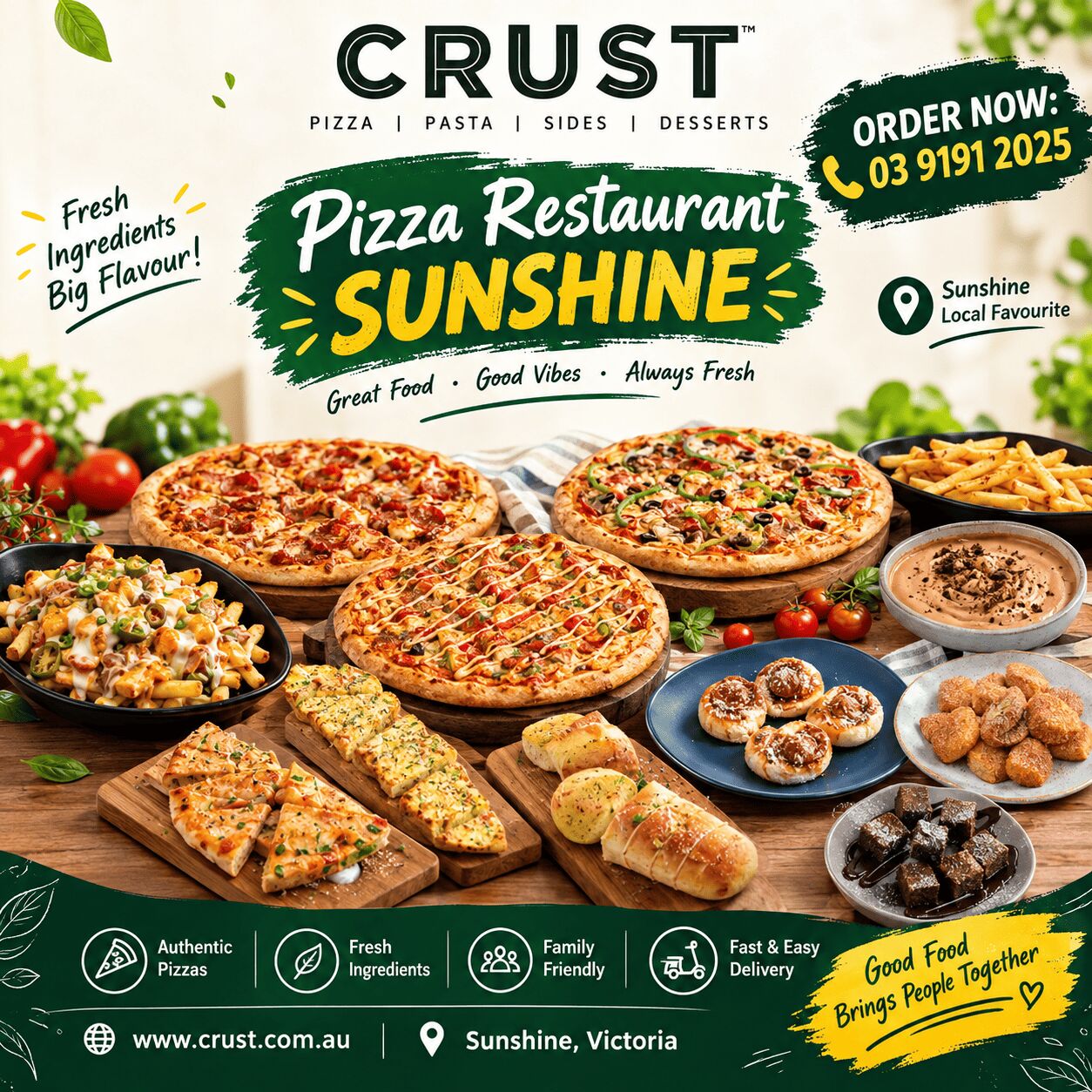 Melbourne, Food Delivery, Crust Pizza &ndash; Your Local Pizza Restaurant Sunshine Choice