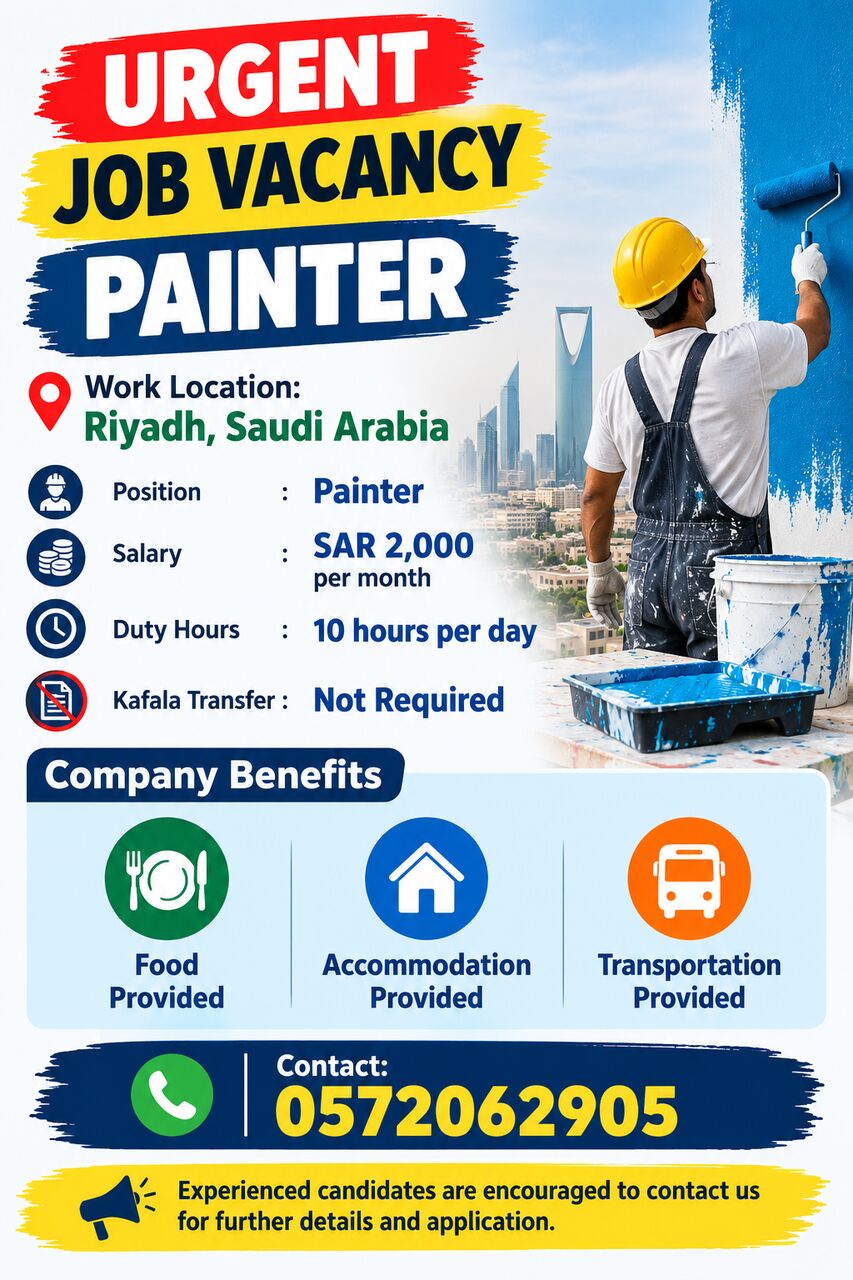 Riyadh, Jobs, URGENT JOB VACANCY &ndash; PAINTER