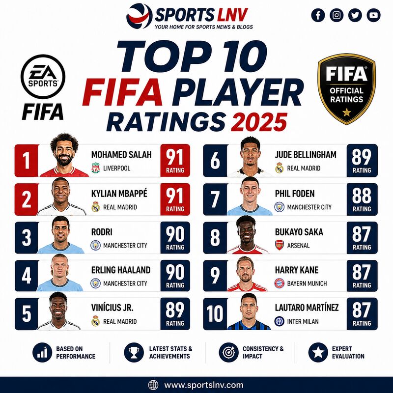 New York, Sports, Top 10 FIFA Player Ratings 2025 &ndash; Best Football Players Ranked