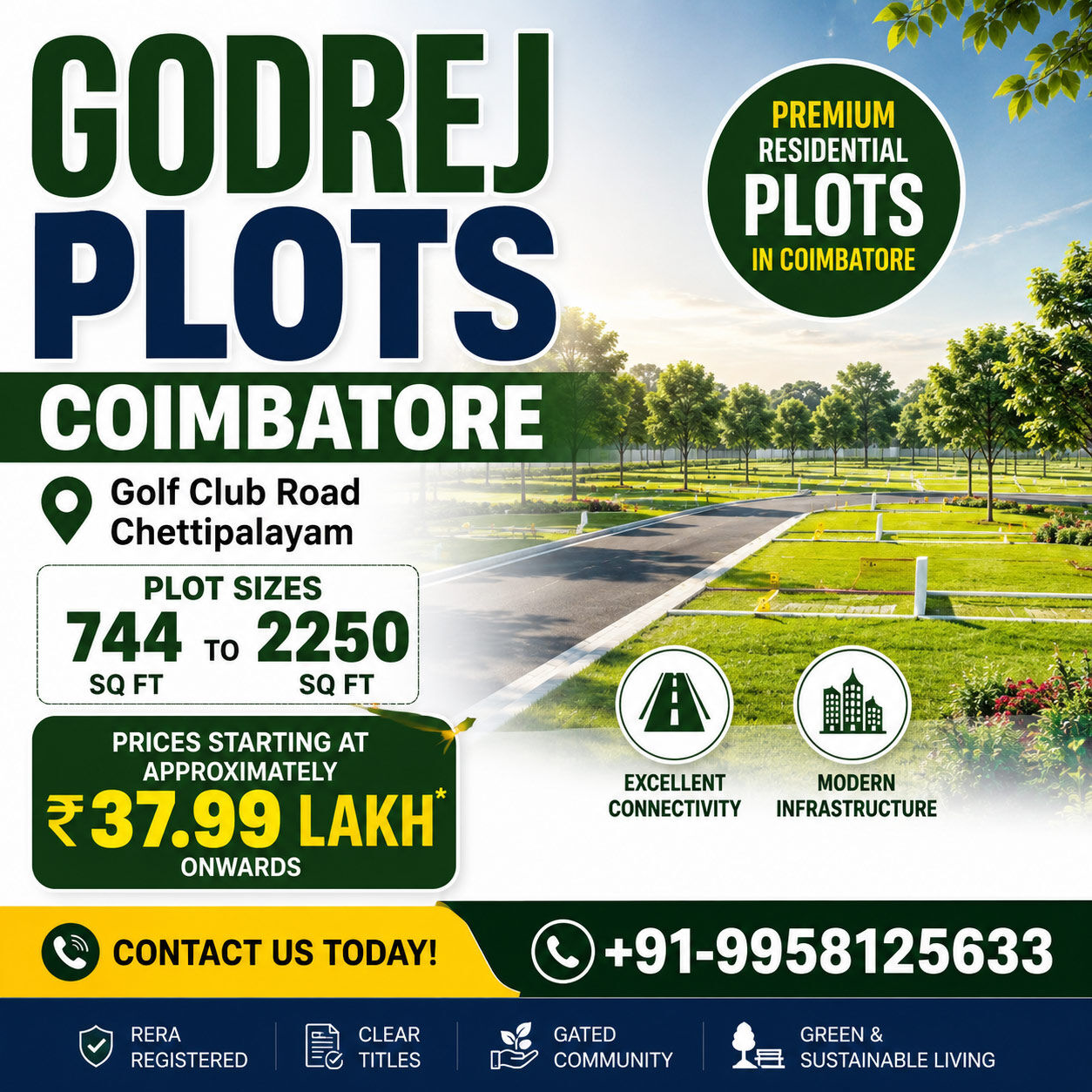 Coimbatore, Real Estate For Sale, INR 3799000,  744 Sq. Feet,  Godrej Plots Coimbatore &ndash; A New Chapter In Premium Plot Living