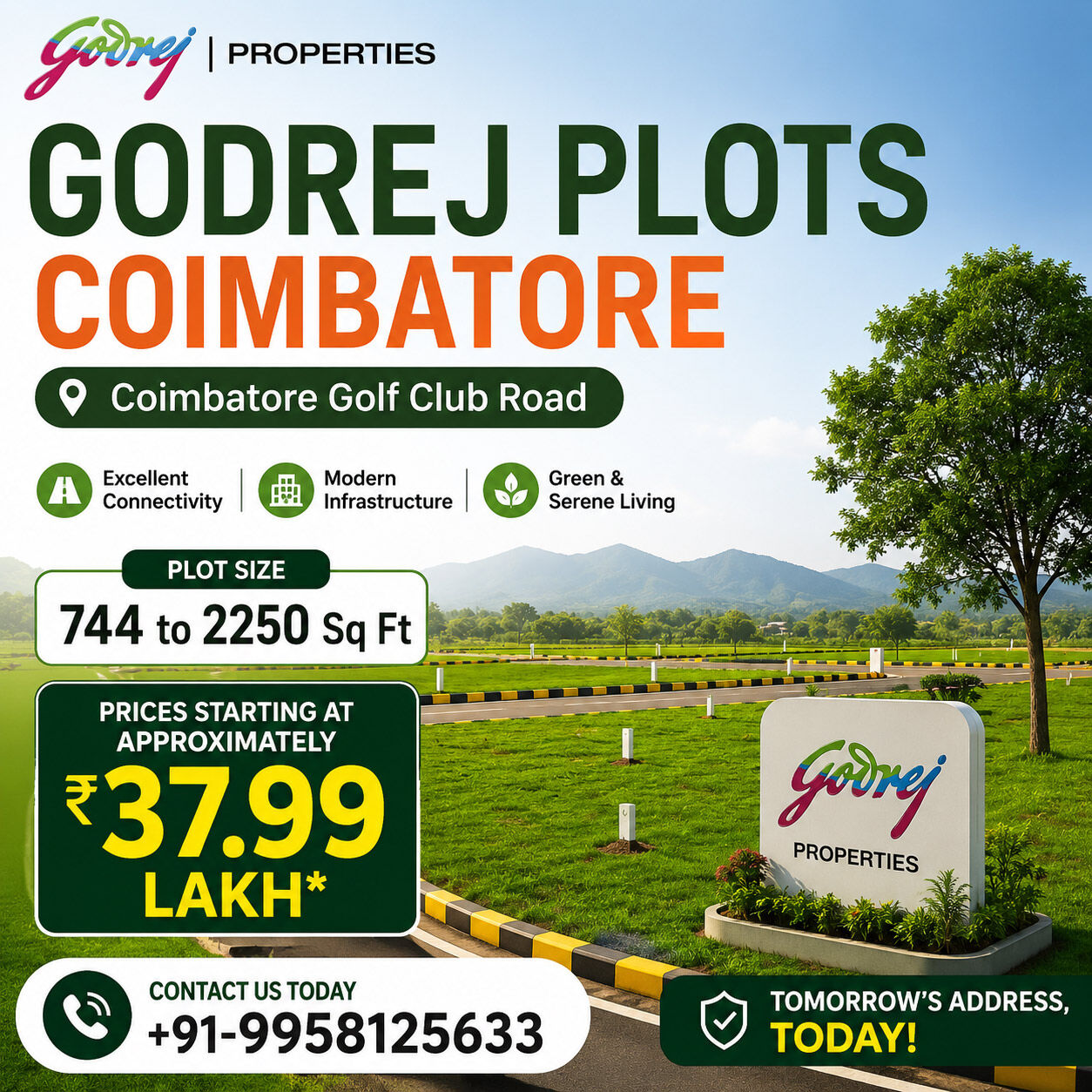Coimbatore, Real Estate For Sale, INR 3799000,  744 Sq. Feet,  Godrej Plots Coimbatore &ndash; A New Chapter In Premium Plot Living