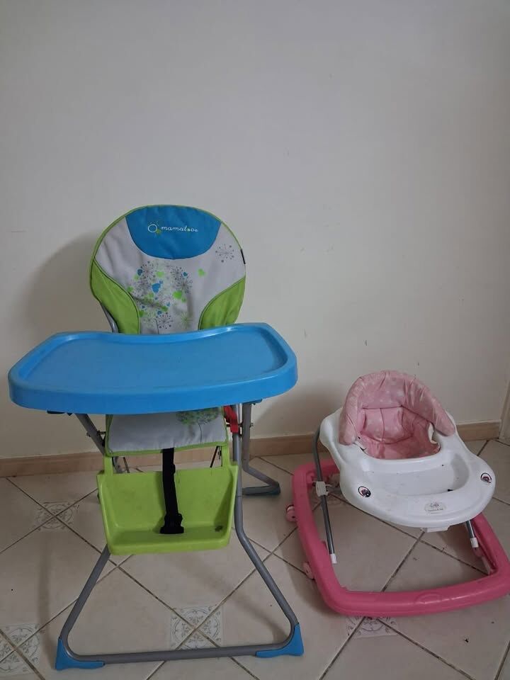 Jeddah, Baby & Kid Stuff, SAR 50,  Urgent Sale: Baby Feeding Chair + Baby Walker