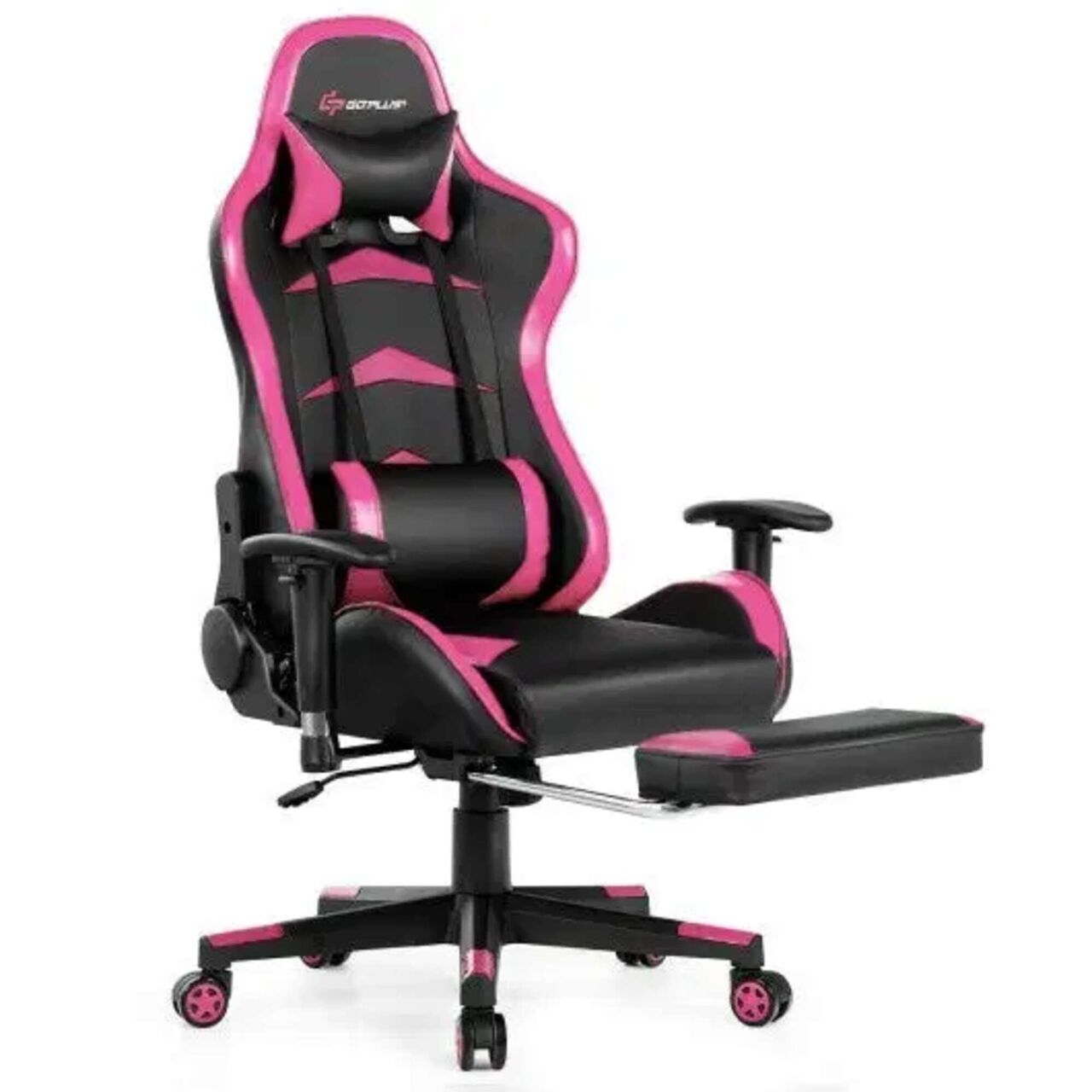 New York, Furniture, USD 152,  Pink Massage Gaming Chair With Footrest & Lumbar Support