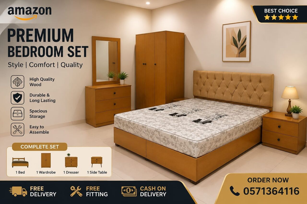 Jeddah, Furniture, SAR 1,  New Brand Premium Quality Bedroom Set With 3 Door Wardrobe Available