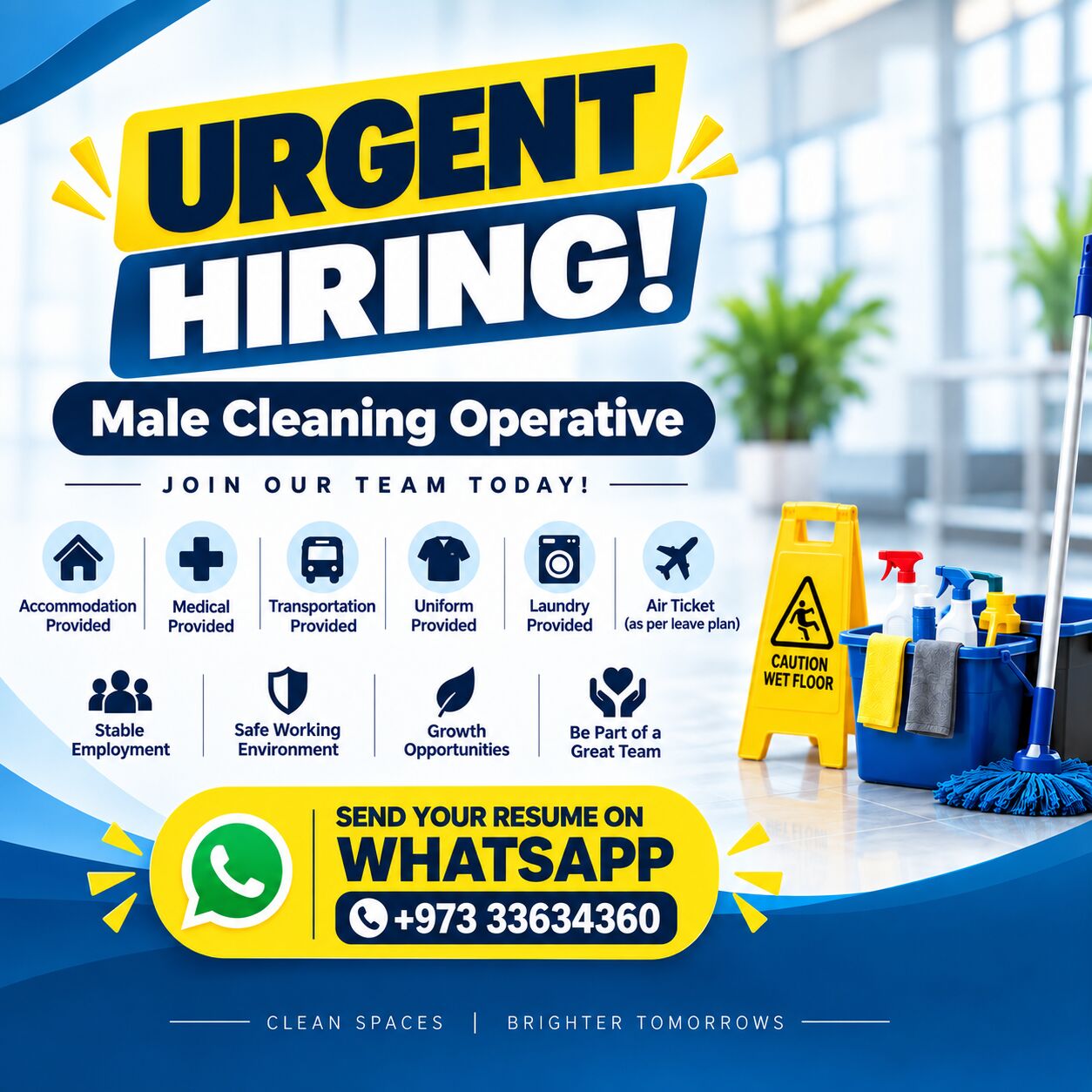 Manama, Jobs, 💥💥💥Male Cleaning Operatives - Urgent Hiring 💥💥💥
