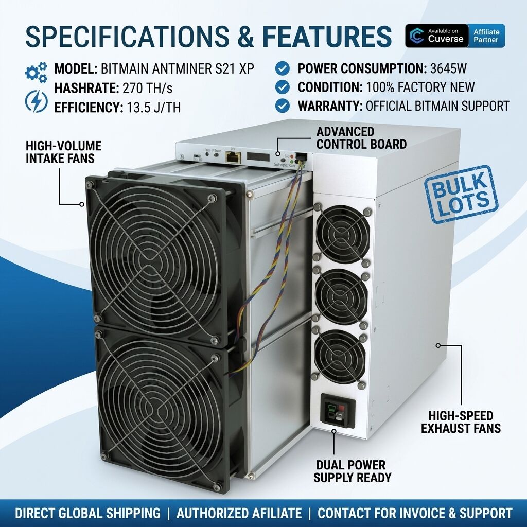 Dubai, Industrial Machinery, USD 3708,  Bitmain Antminer S21 XP 270 TH/s ($3,708 USD) - Factory Sealed Bulk Allocations