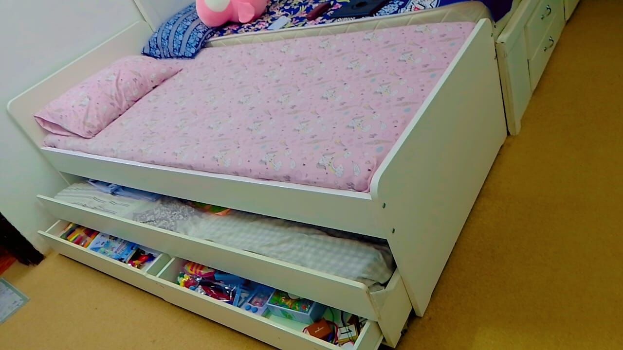 Riyadh, Furniture, SAR 650,  Wooden Dining Table With 4 Chairs  And 1 IKEA Children Bed With Storage