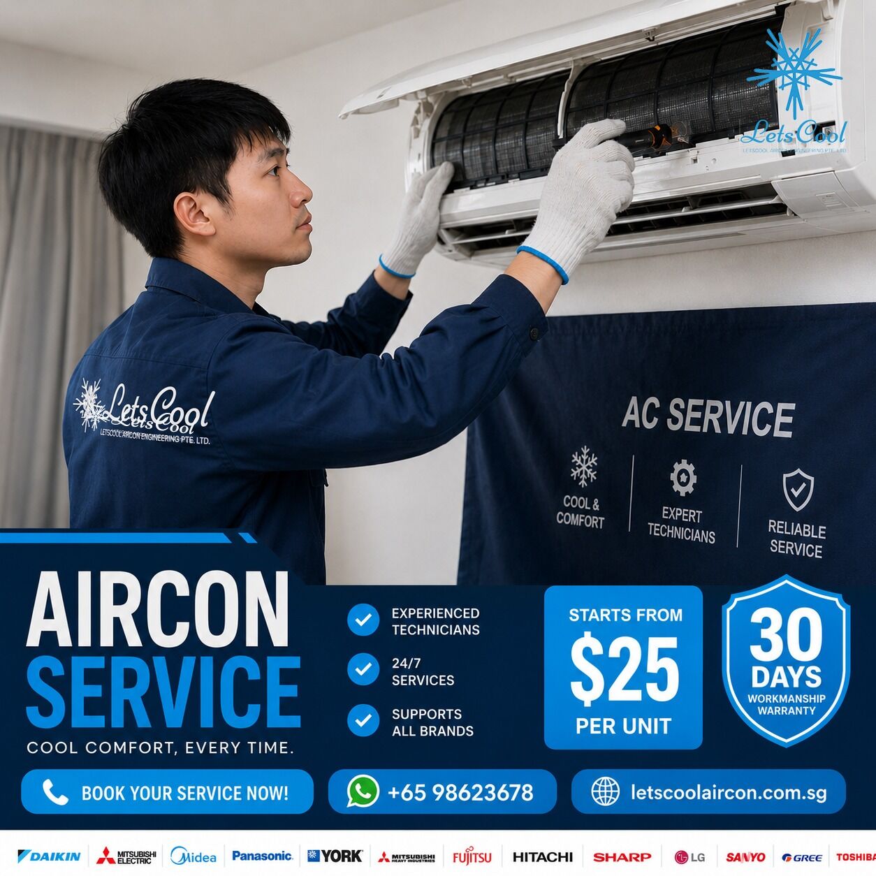 Singapore, Air Conditioners, SGD 25,  24 Hour Aircon Servicing