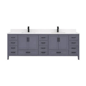 New York, Household, Ayna Decors Rooh 84 Inch Charcoal Grey Bath Vanity With Pure White Quartz Countertop