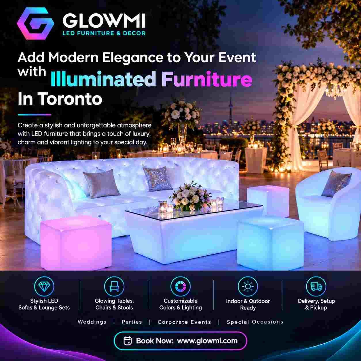 Toronto, Furniture, CAD 2850,  Add Modern Elegance To Your Event With Illuminated Furniture In Toronto
