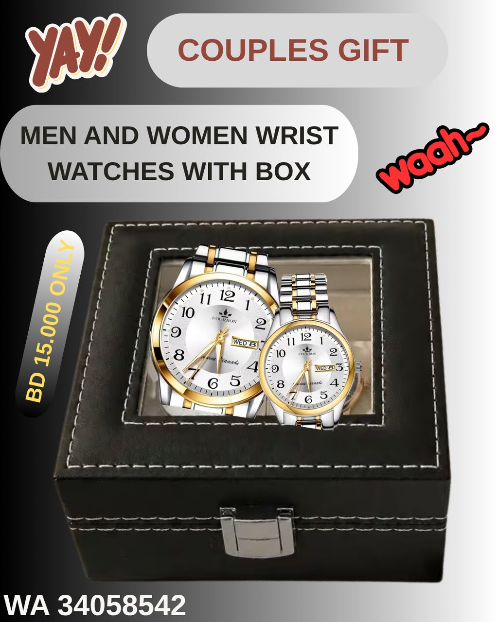 Hidd, Watches, BHD 15,  Watches Pair For Gift To Couples Or Friends With Box.
