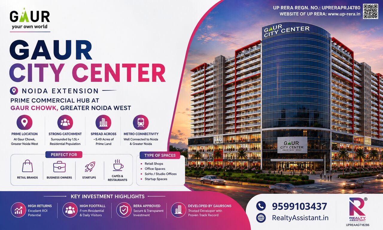 Greater Noida, Offices, INR 4999,  2001950 Sq. Feet,  Gaur City Center Greater Noida West &ndash; Shops & Offices For Sale