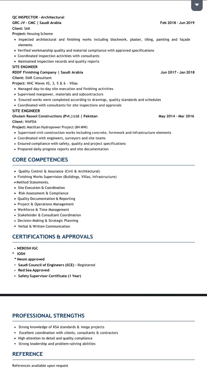 Makkah, Job Seekers, Qa/Qc Engineer Civil/Architecture (Fitout) Or Architect Site Engineer