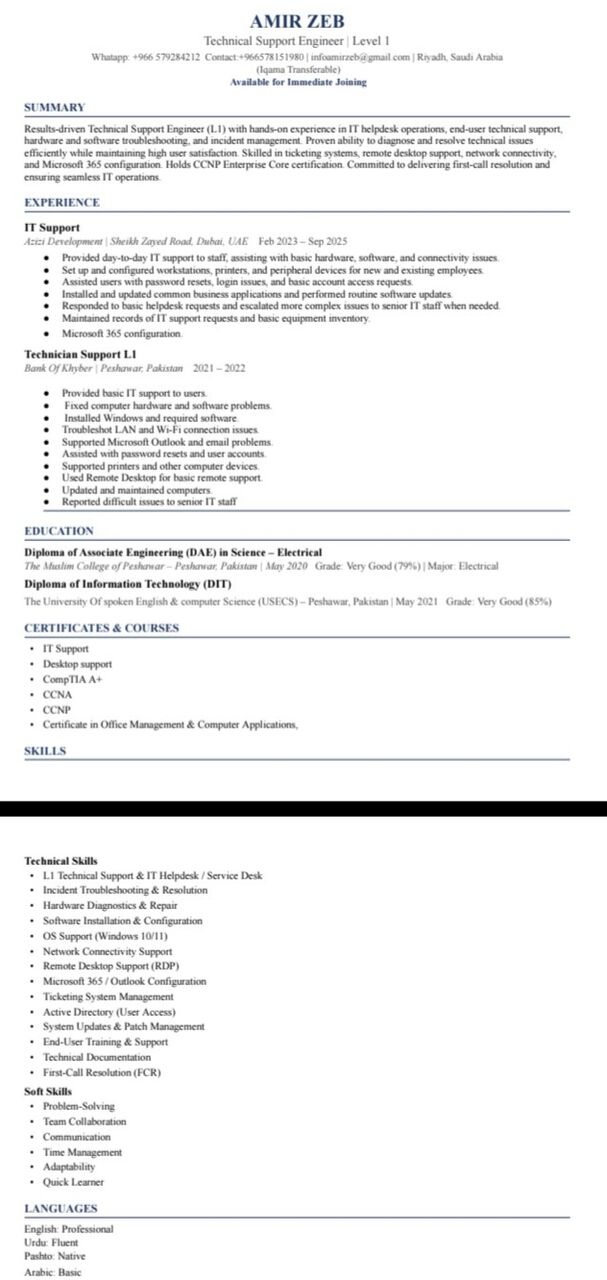 Riyadh, Job Seekers, IT Support