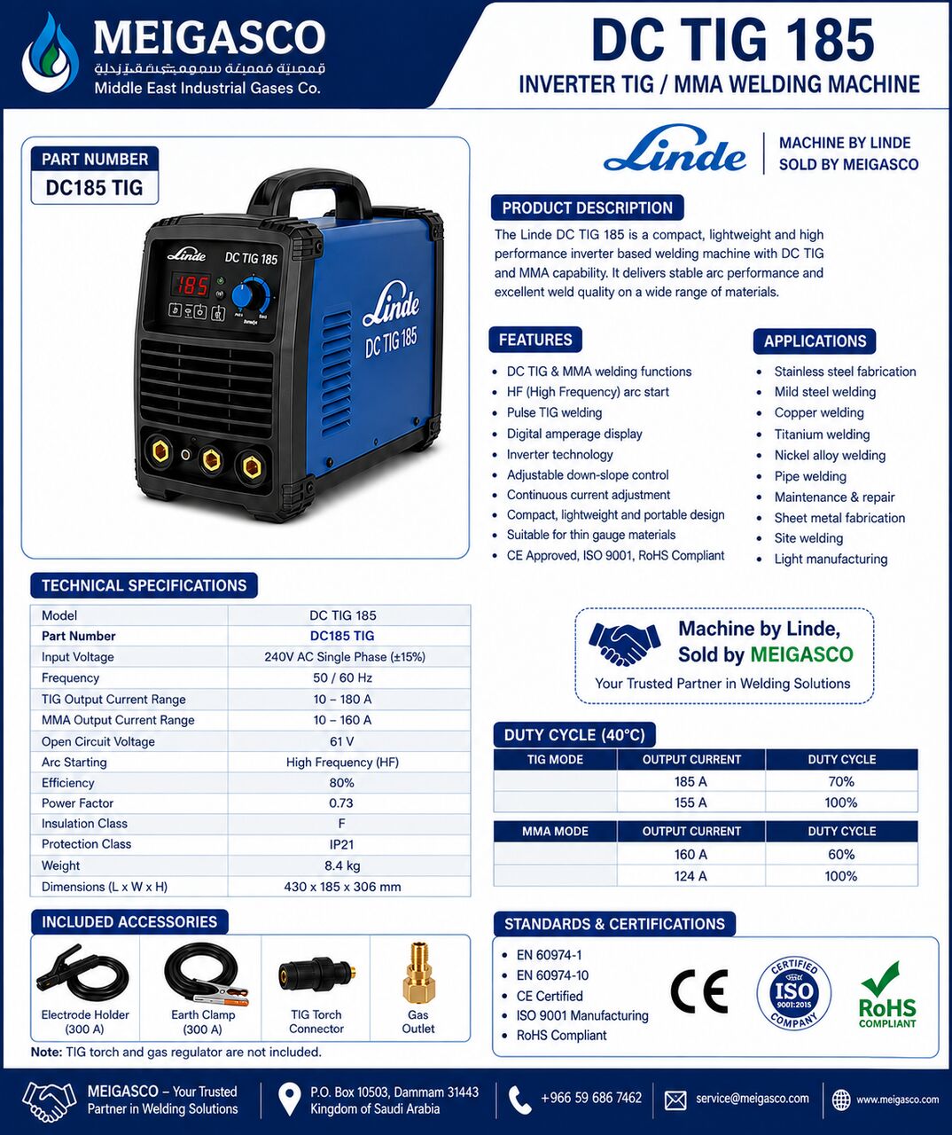 Riyadh, Materials, SAR 1900,  Linde DC TIG 185A Inverter Welding Machine &ndash; TIG/MMA &ndash; Brand New