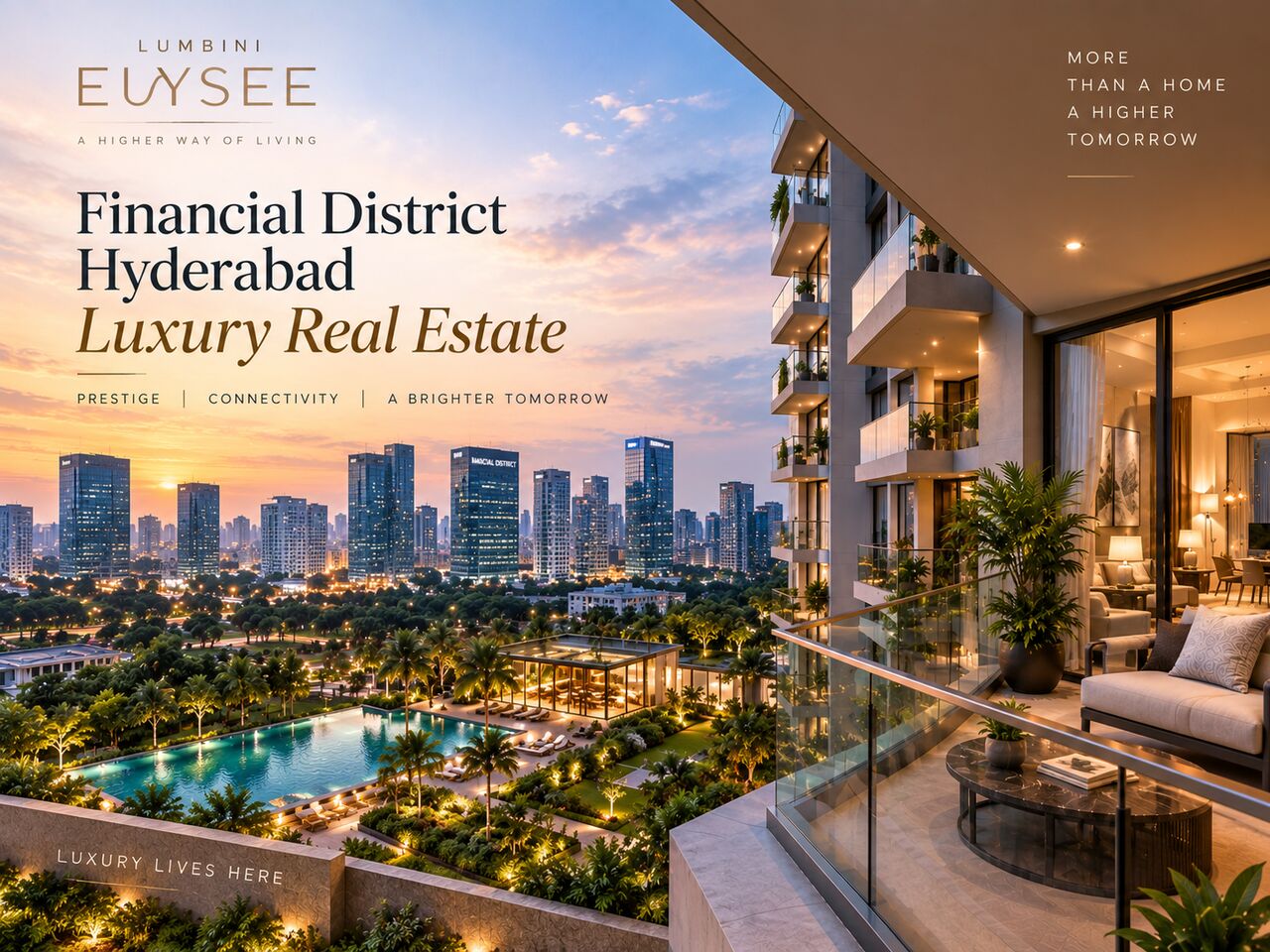Hyderabad, Real Estate For Sale, 3 BR,  2500 Sq. Feet,  Financial District Hyderabad Luxury Real Estate