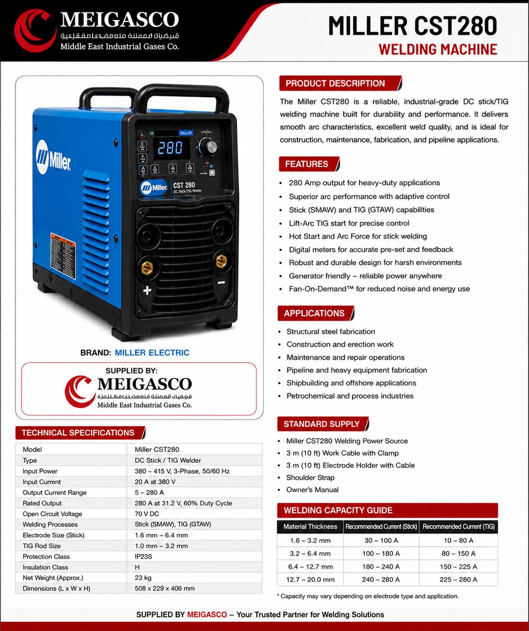 Riyadh, Industrial Machinery, SAR 2800,  Miller CST280 280A Welding Machine &ndash; Used | Stock Clearance Sale