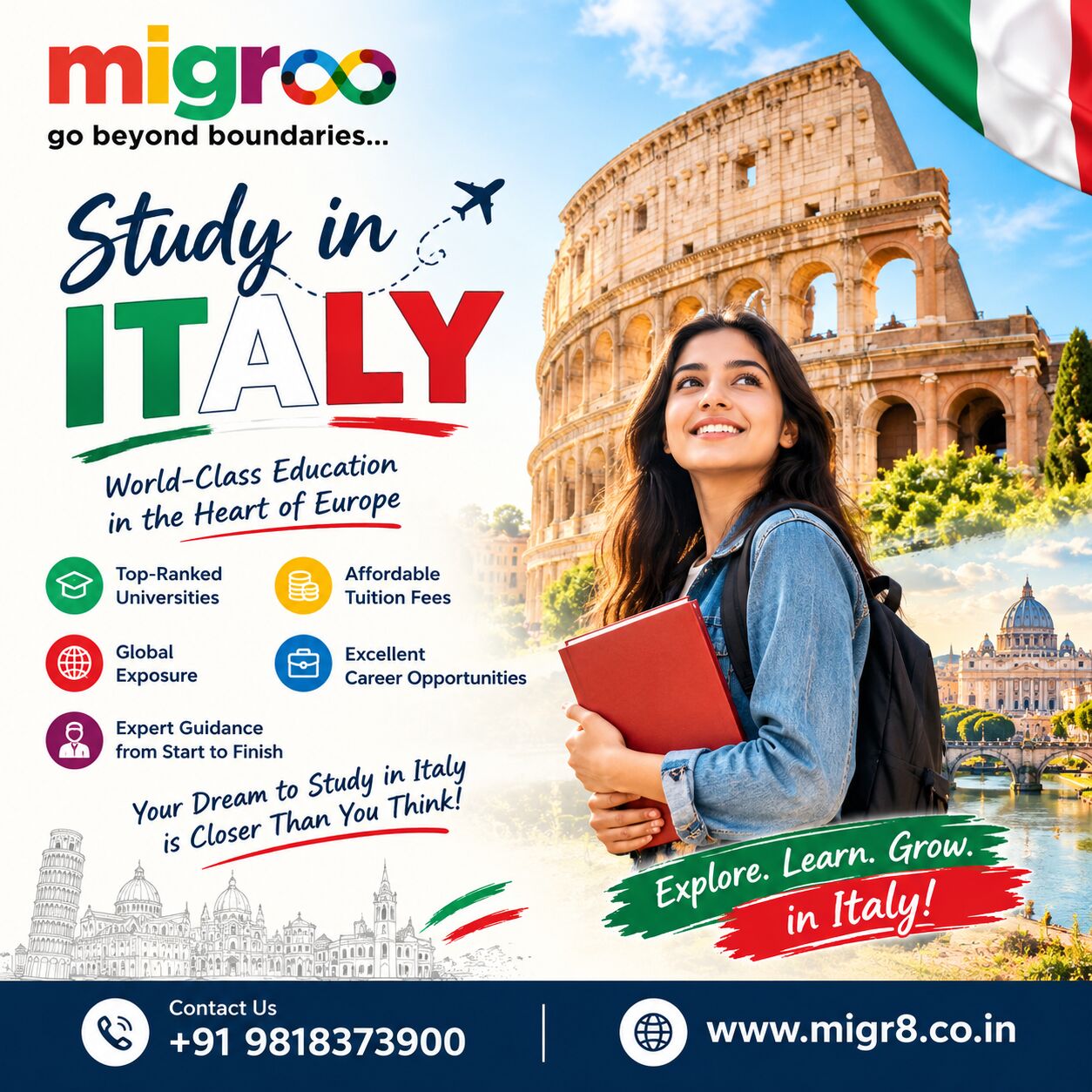 Rohini, Free Items, Study In Italy