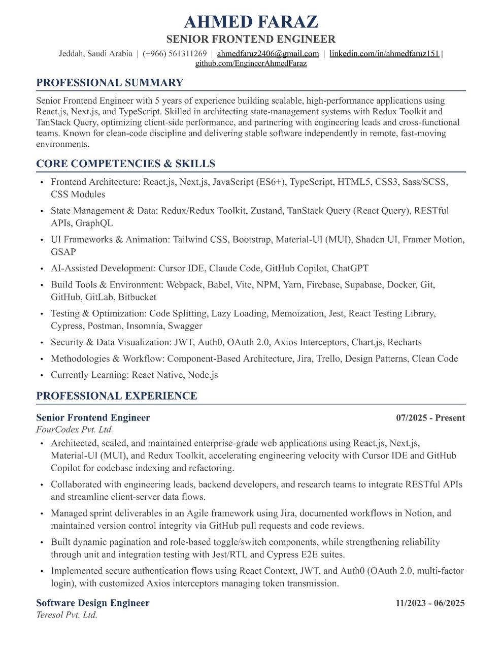 Riyadh, Job Seekers, Senior Frontend Engineer | React.js, Next.js, TypeScript | 5+ Years Experience