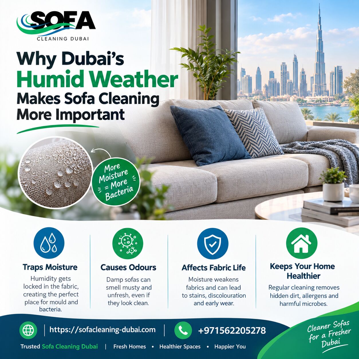 Dubai, Cleaning, Why Dubai&rsquo;s Humid Weather Makes Sofa Cleaning More Important