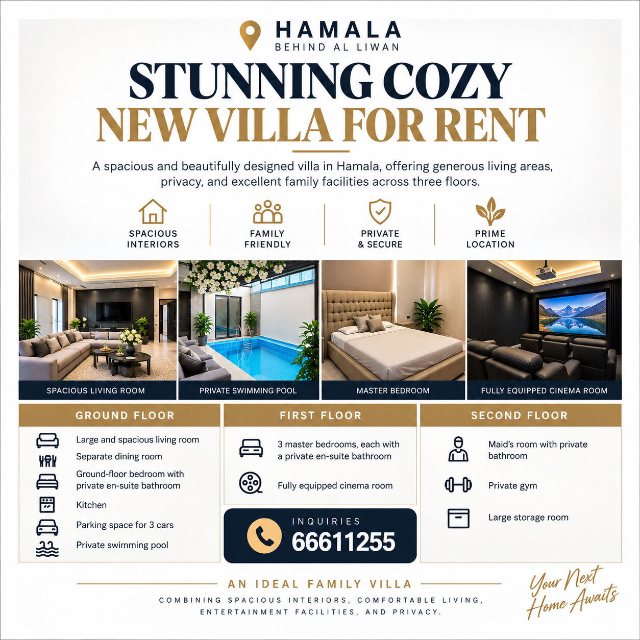Hamala, Villas, BHD 850,  For Rent Beautiful Stunning Villa At Al Hamala - Liwan Mall And British School
