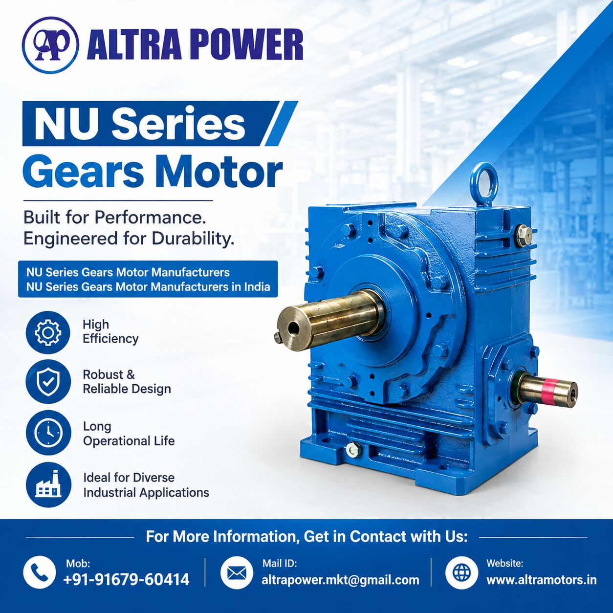 Mumbai, Business, Trusted NU Series Gears Motor Manufacturers In India