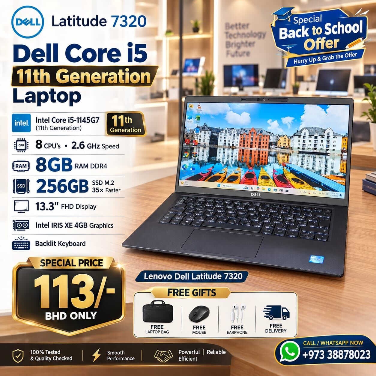 Manama, Tablet Computers, BHD 113,  DELL 11th Gen Core I5 Business Laptop 8GB RAM 256GB M.2 SSD FHD Display FREE GIFTS