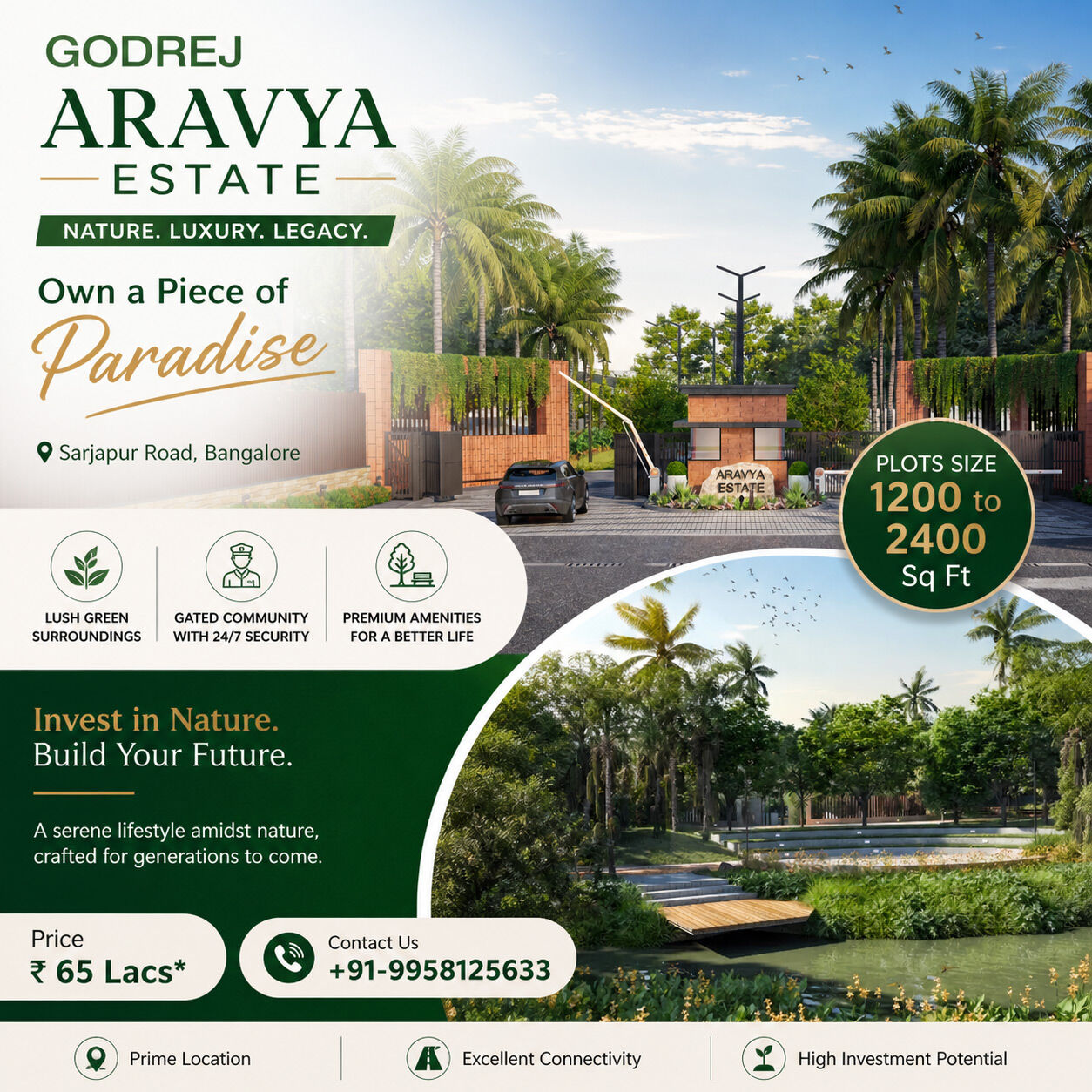 Bangalore, Residential Plots, INR 6500000,  1200 Sq. Feet,  Godrej Aravya Estate: A Smart Investment For Long-Term Growth