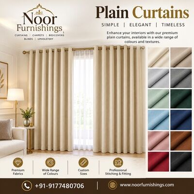Hyderabad, Household Items, INR 350,  Plain Curtains In Hyderabad | Elegant & Premium Curtains