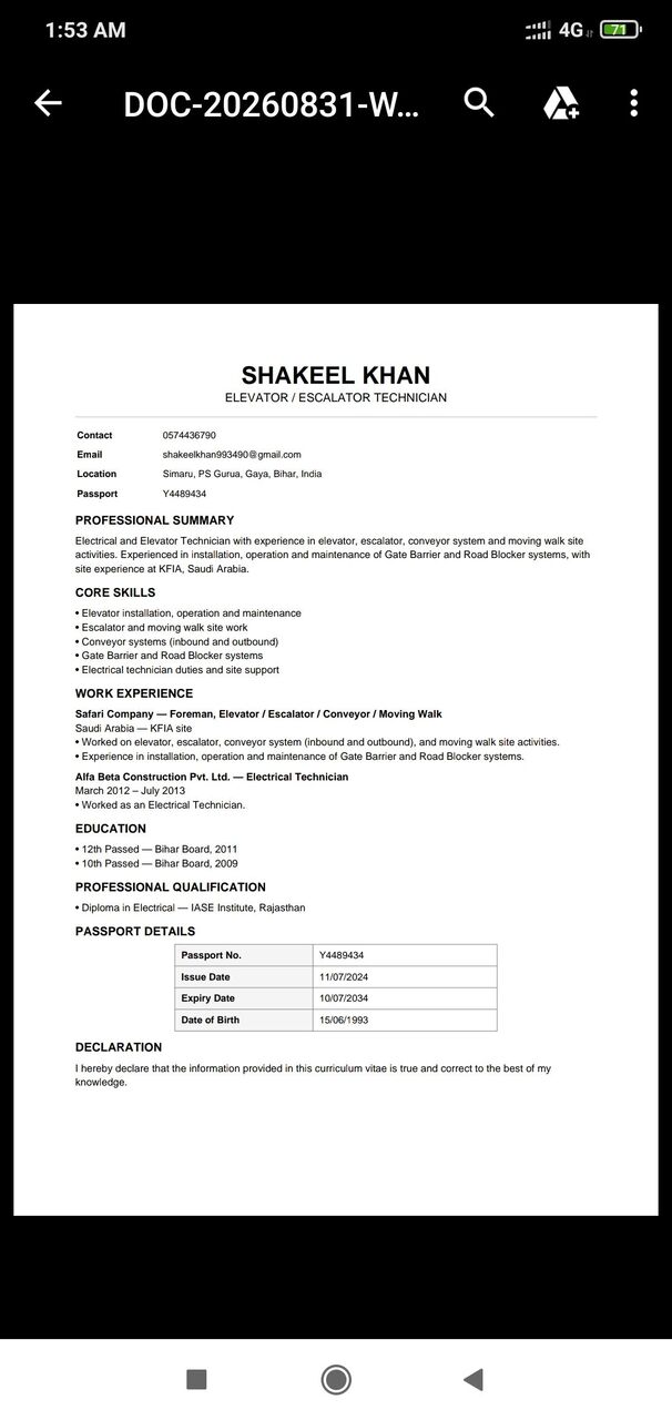 Dubai, Job Seekers, Elevator Tech