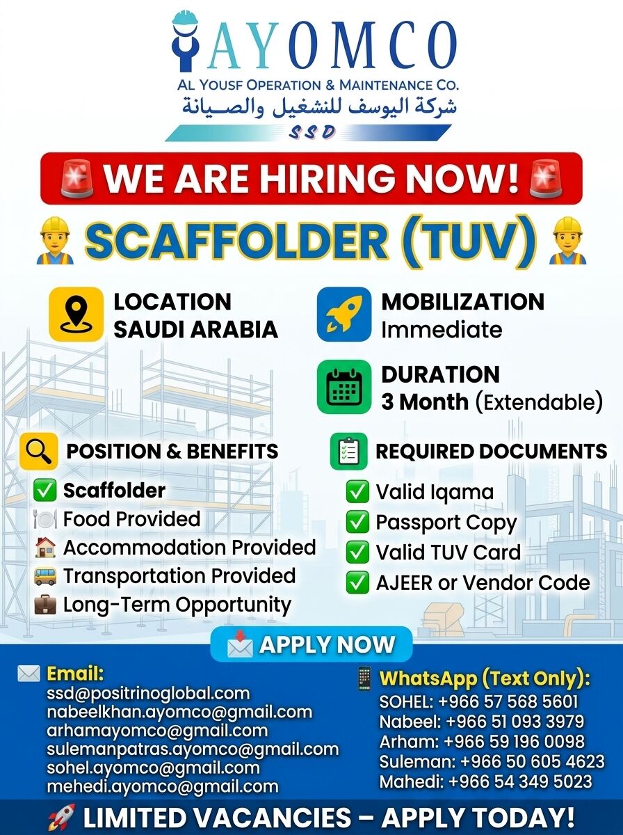 Riyadh, Jobs, SCAFFOLDER TUV