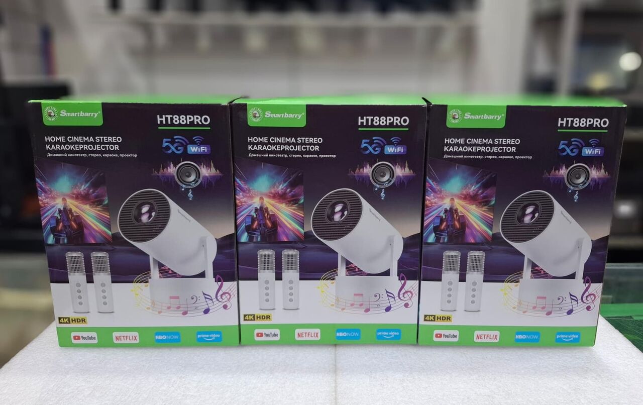 Manama, Computers, BHD 25,  New 4K Multimedia Android 5G Projector Bluetooth Speakers+2 Mic & Wireless Screen Sharing