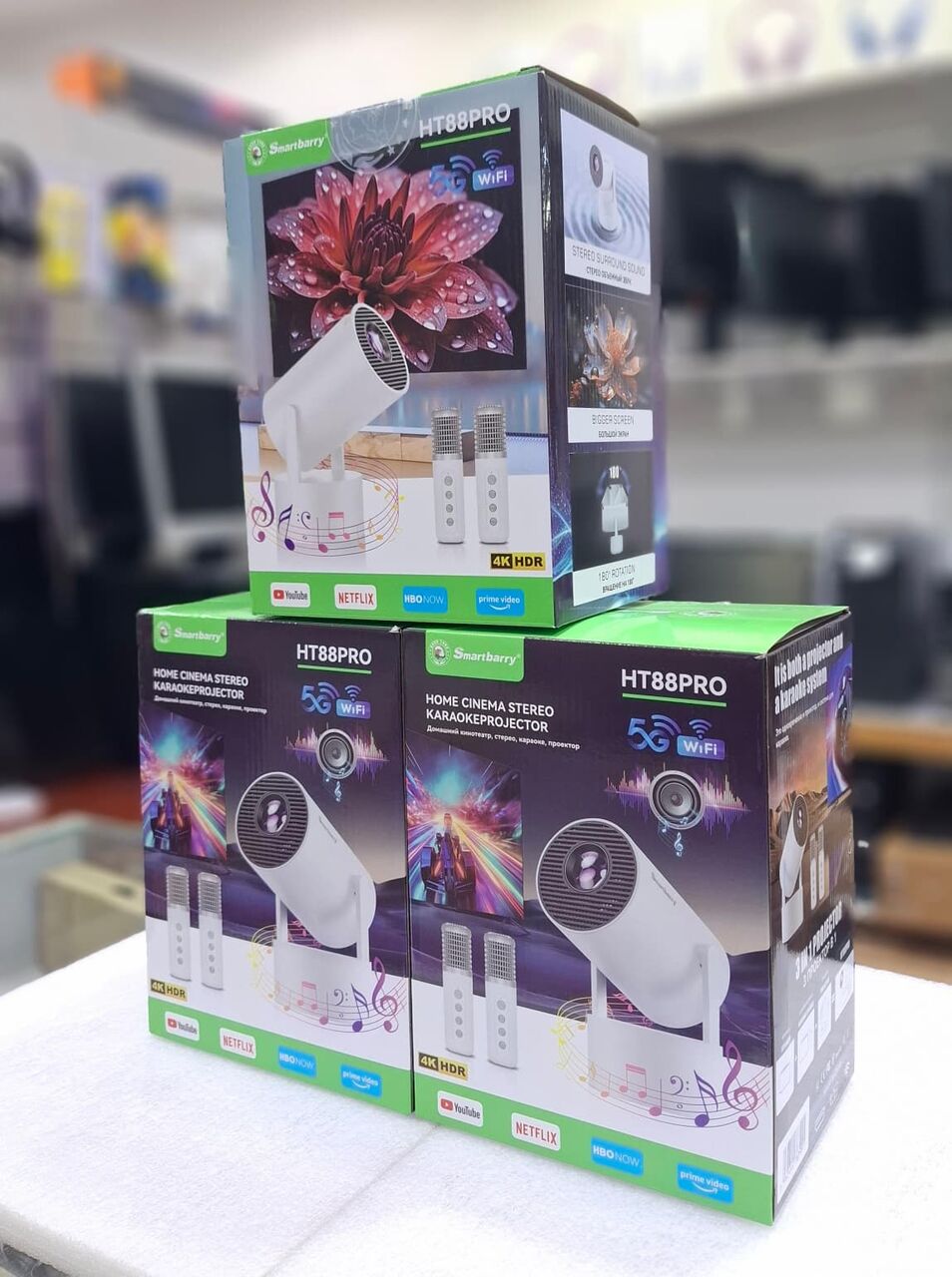 Isa Town, Electronics, BHD 25,  New 4K Multimedia Android 5G Projector Bluetooth Speakers+2 Mic & Wireless Screen Sharing