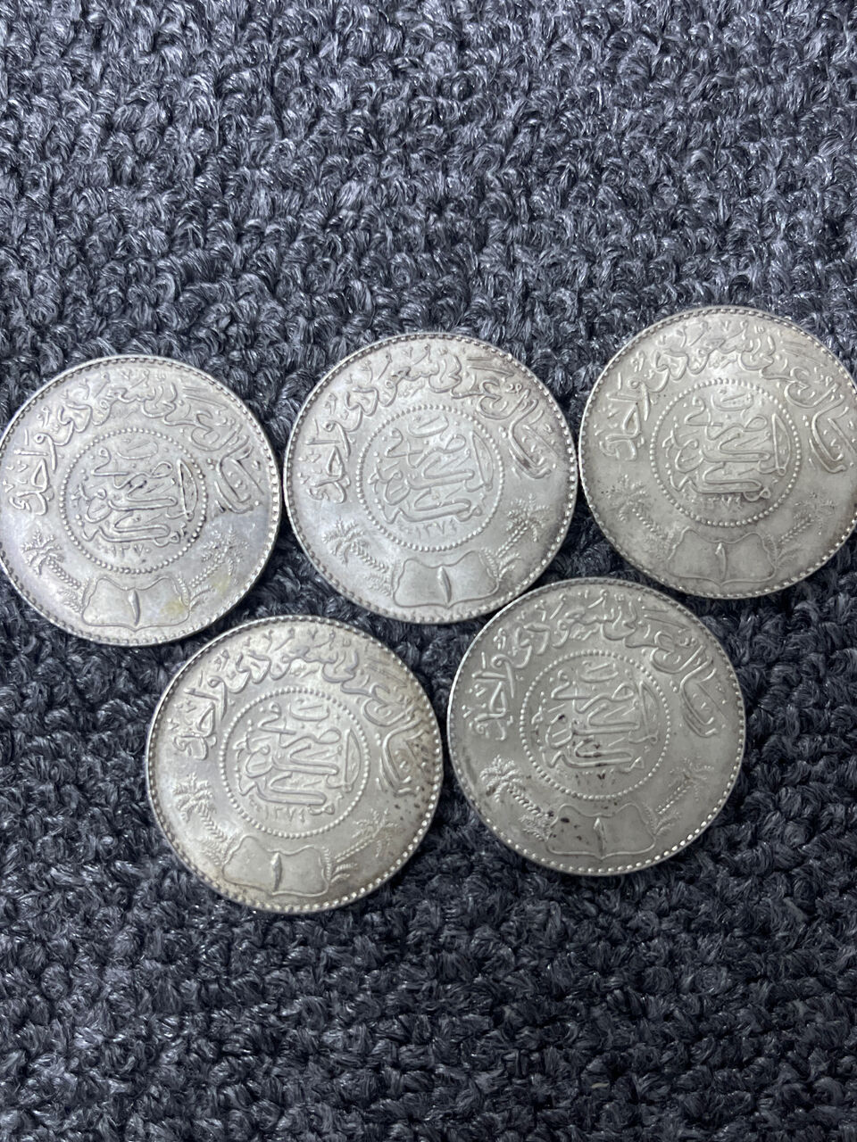 Jeddah, Collectibles, SAR 500,  5 Saudi Silver Riyal Coins - 1374 AH - King Saud Era