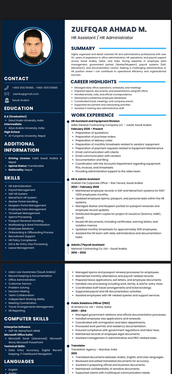 Riyadh, Job Seekers, Admin / HR Assistant