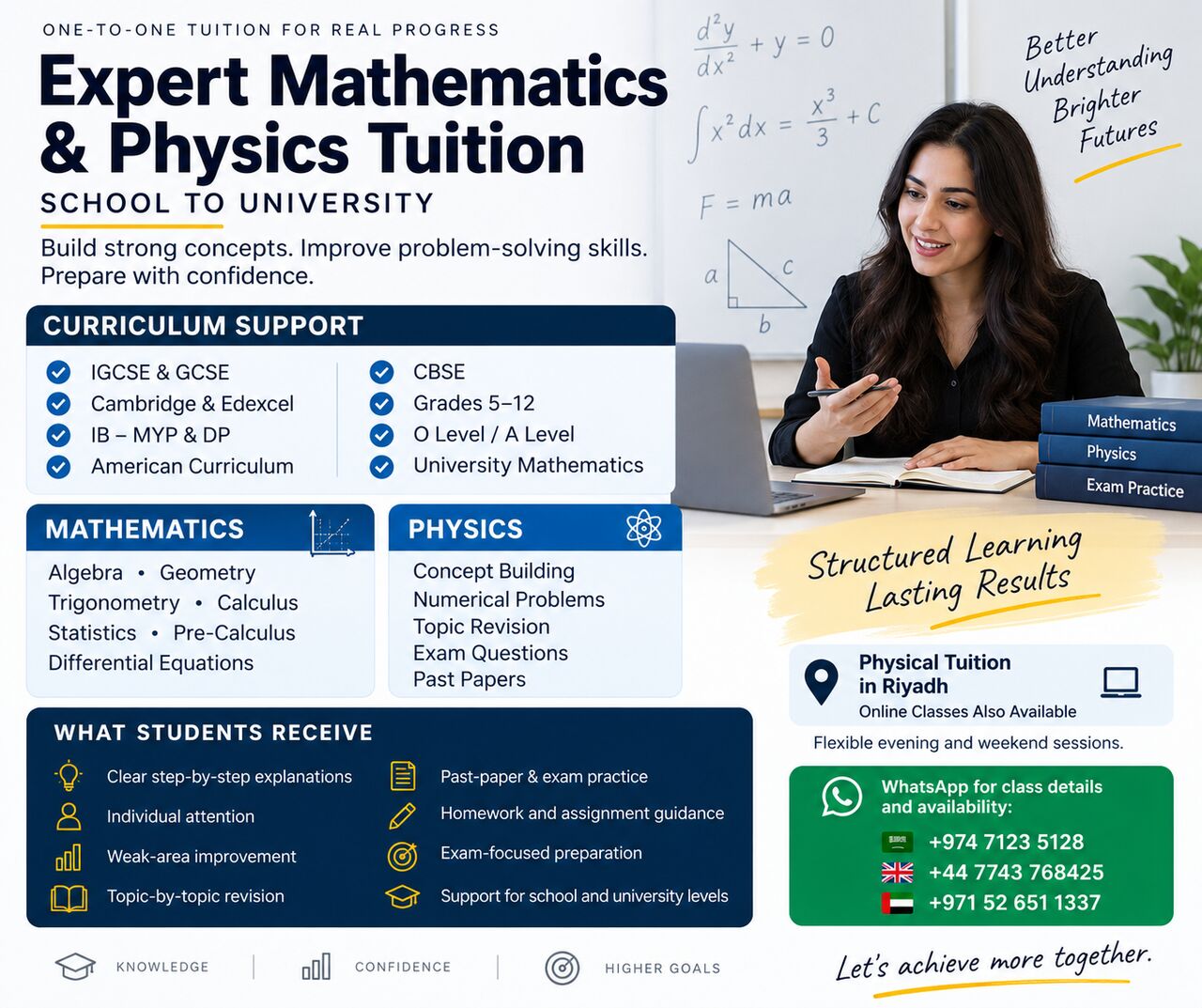 Riyadh, Lessons Offered, Expert Math & Physics Tutor | IGCSE, IB, A-Level, CBSE & University