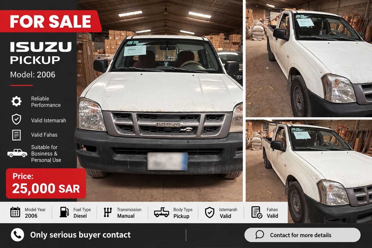 Riyadh, Vehicles, Cars & Trucks , SAR 25000,  Isuzu Pickup,  2006,  Manual,  ,  For Sale:   &ndash; Valid Istemarah & Fahas &ndash; SAR 25,000 ( 0509131029)