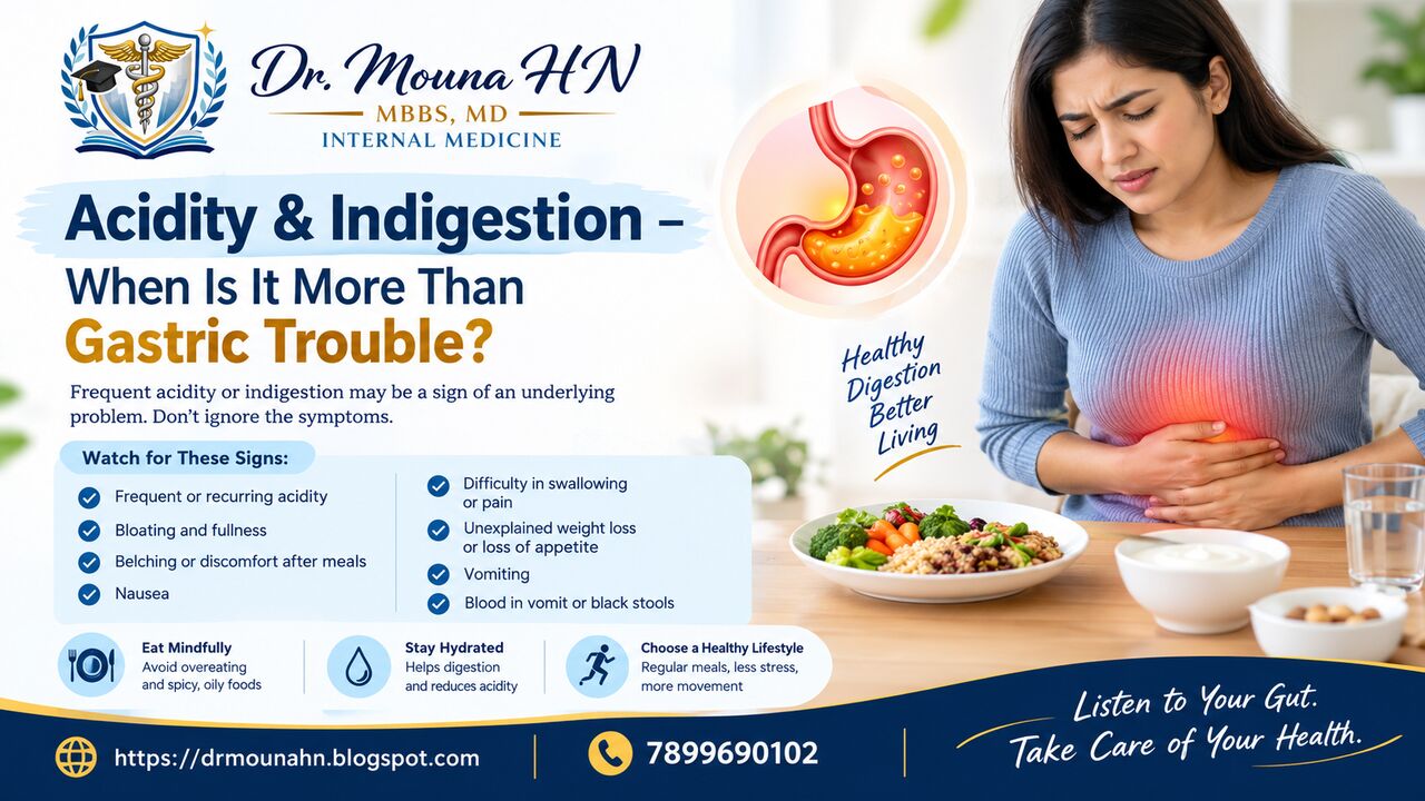 Bangalore, Health, Acidity & Indigestion &ndash; When Is It More Than Gastric Trouble? -Dr. Mouna HN