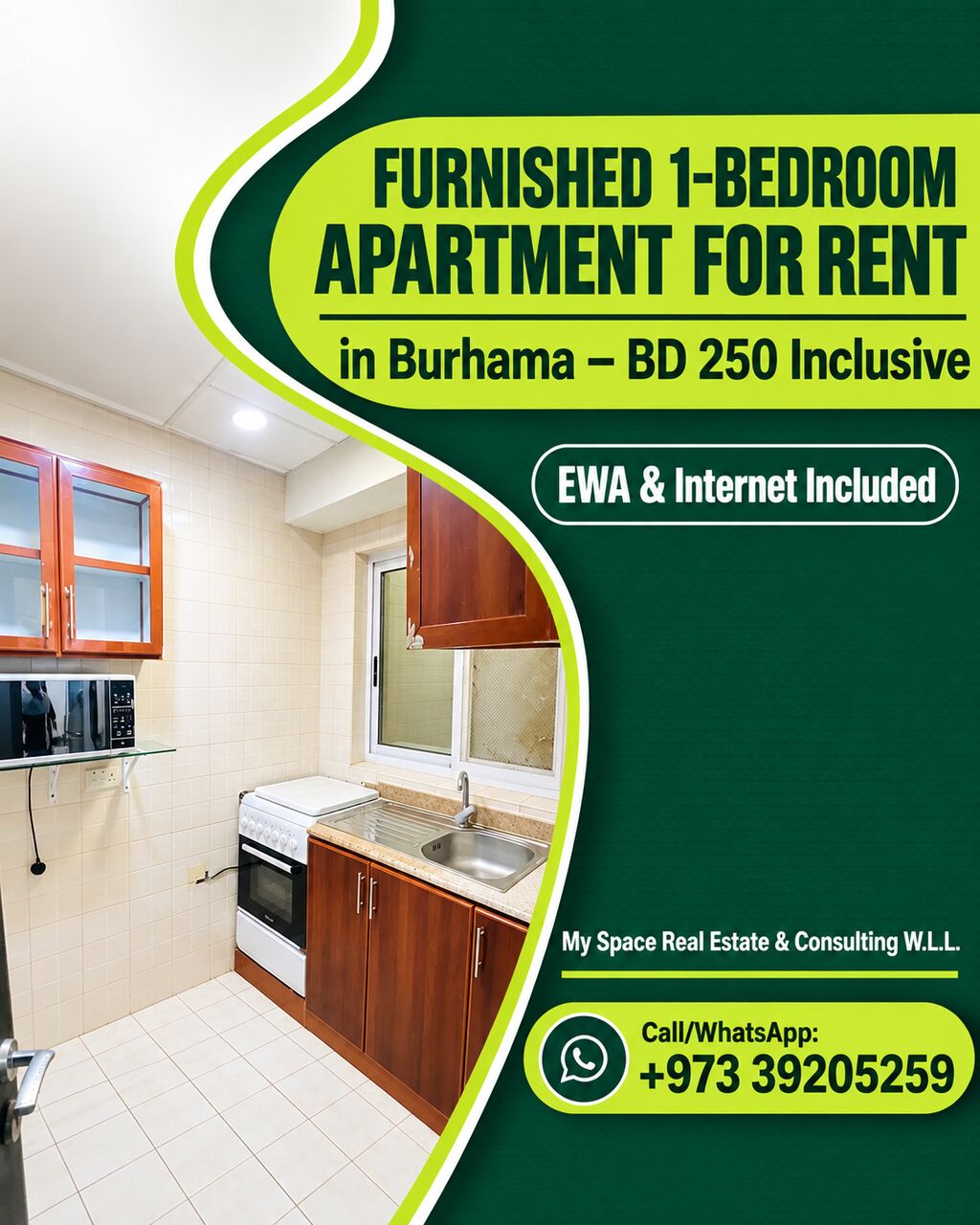 Burhama, Apartments, Flats, Houses & Villas, BHD 250/month,  Furnished,  1 BR,  APARTMENT FOR RENT IN BURHAMA
