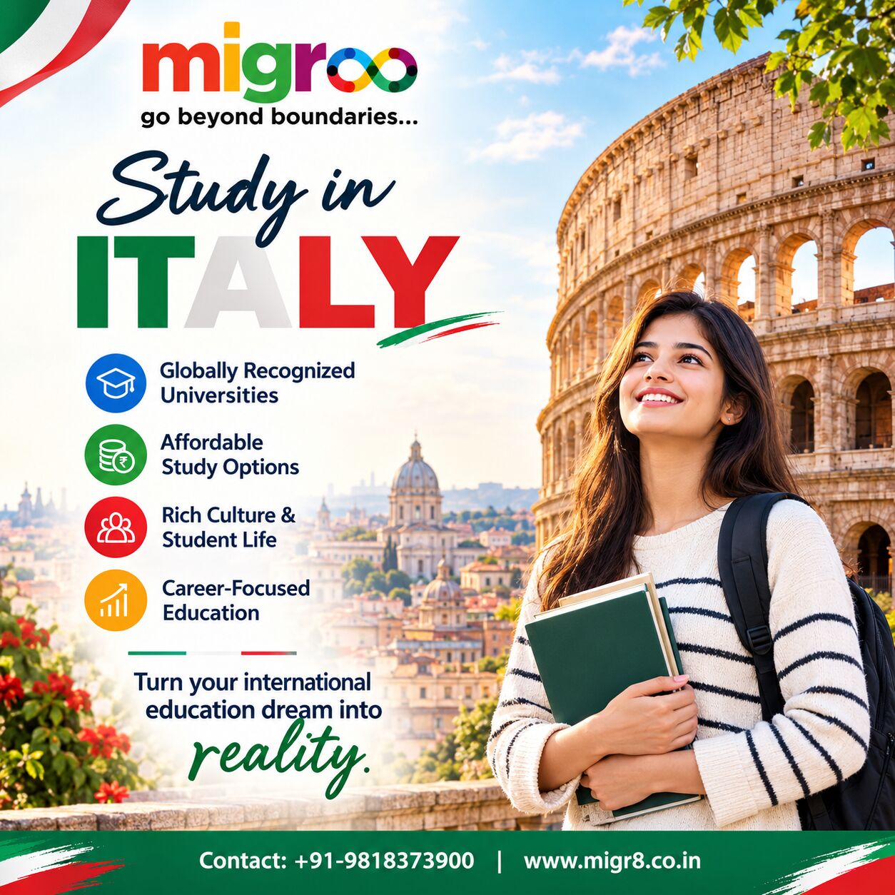 Rohini, Free Items, Study In Italy