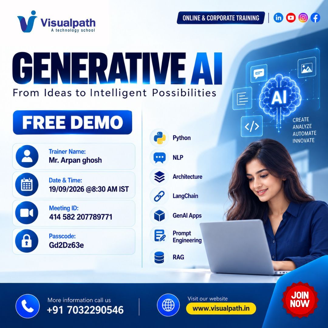 Hyderabad, Lessons Offered, Join Our Free Generative AI Online Demo Session - Sep 19th