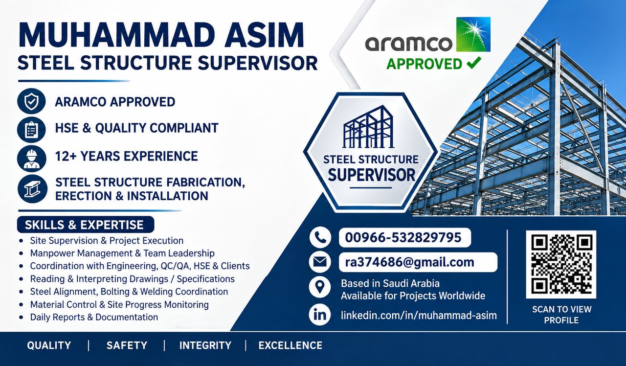 Jubail, Job Seekers, Steel Structure Supervisor