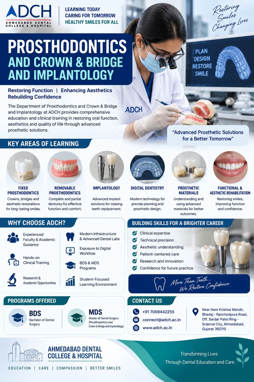 Ahmedabad, Dental, Prosthodontics, Crown & Bridge & Implantology | ADCH