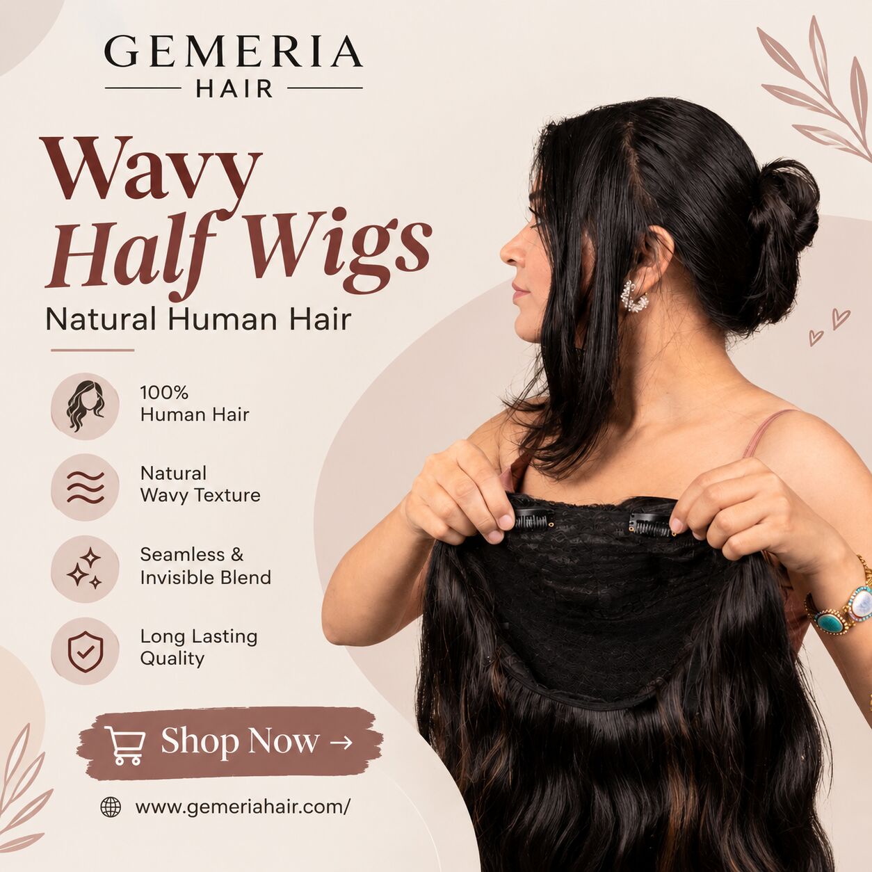 Dubai, Fashion & Design, Wavy Half Wigs &ndash; Natural Human Hair | Gemeria Hair